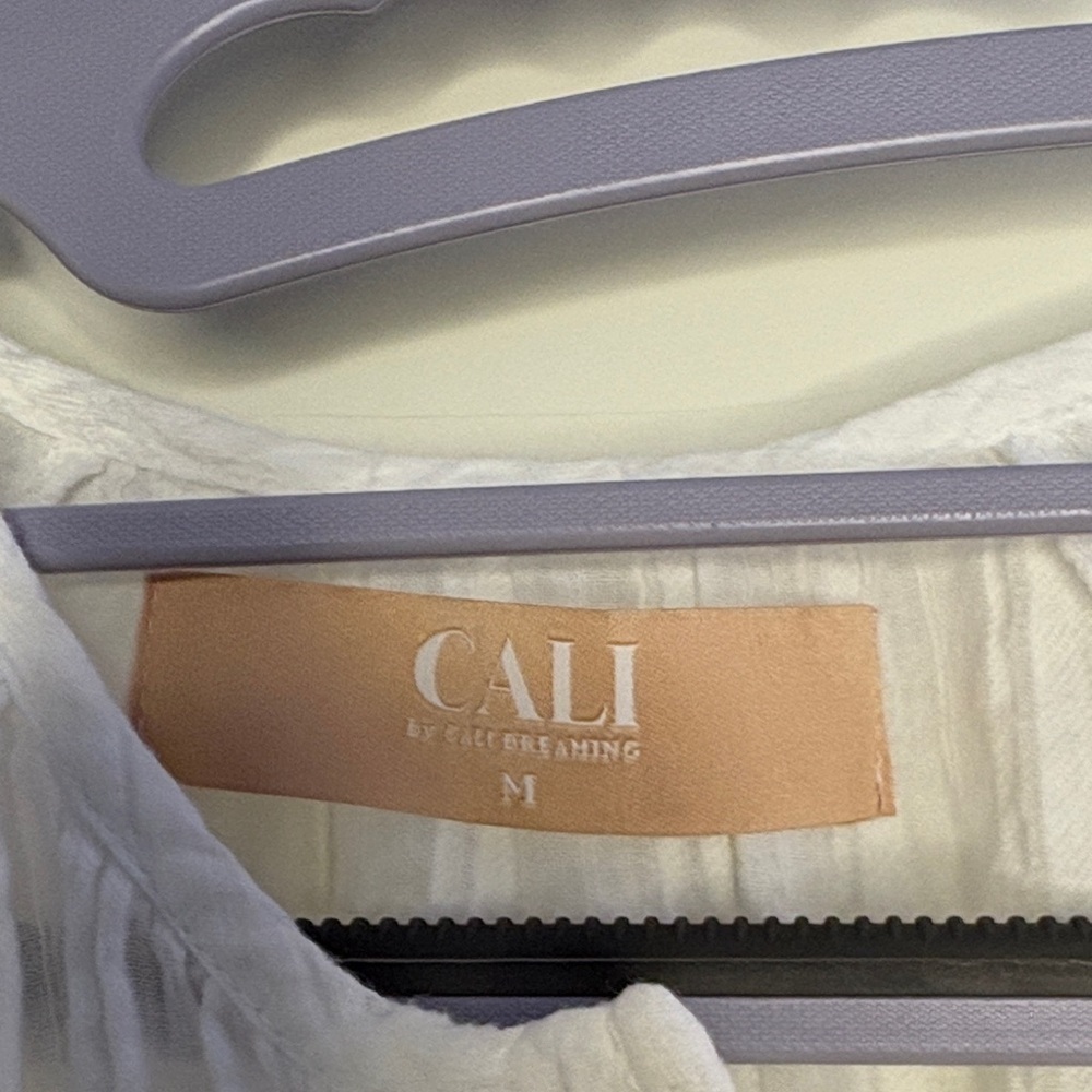 Cali by Cali Dreaming 100% Cotton Pleated Long Sleeve Kaya Shirt Pure White Med - Picture 4 of 11